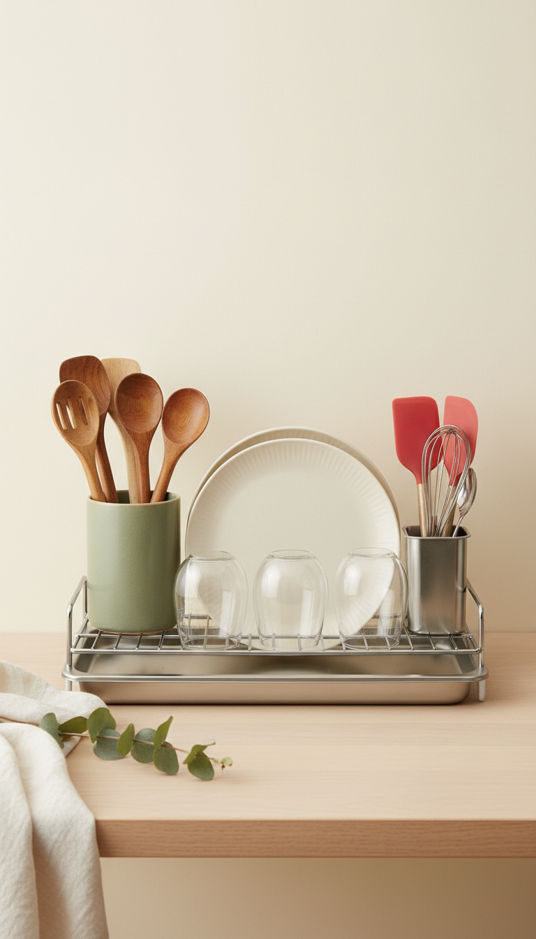 2-Tier Stainless Steel Dish Drying Rack with Drainboard